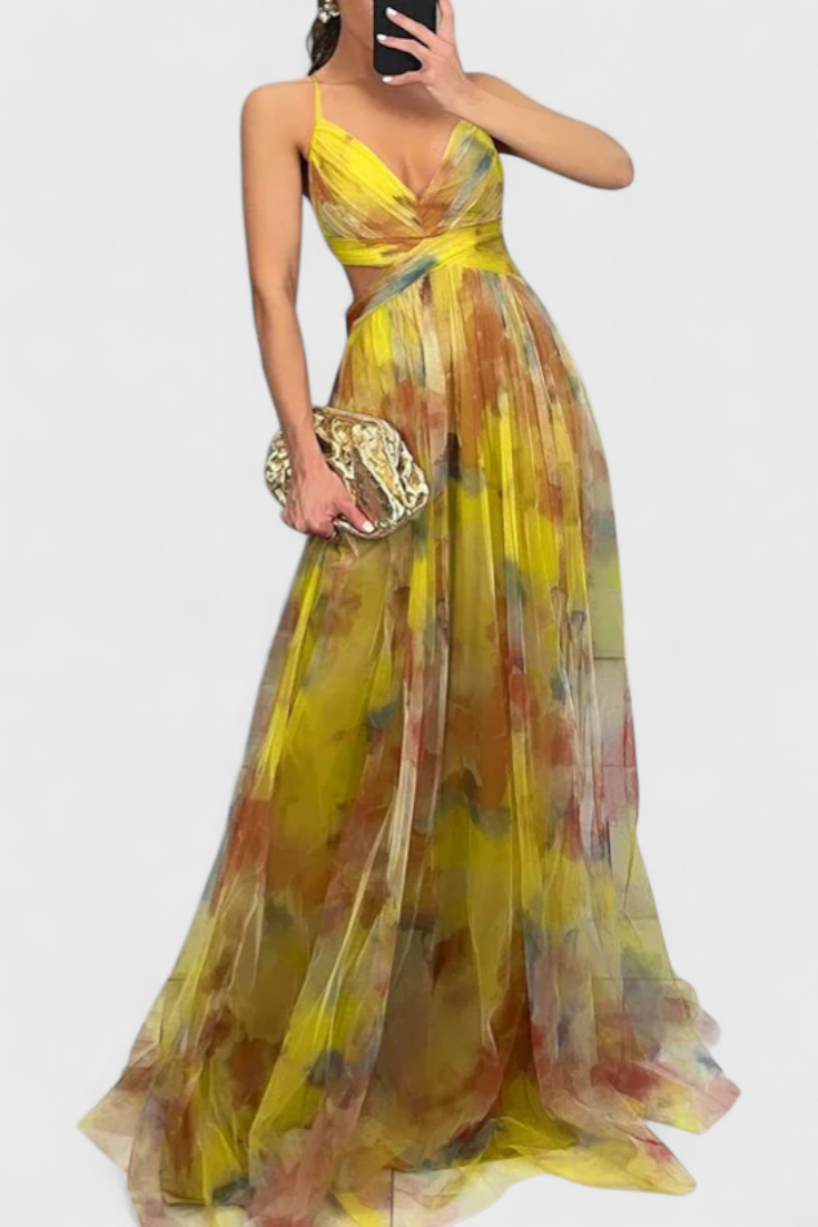 Ingrid Vestido Maxi Floral Con Escote En V Exclusivo