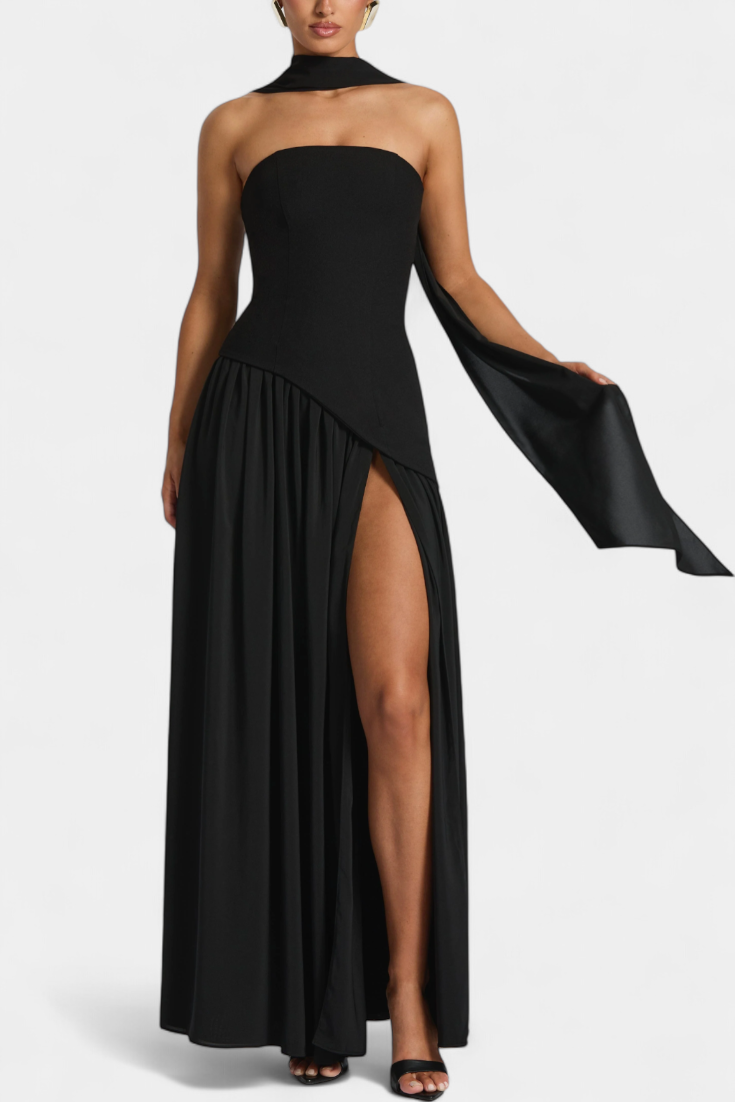 Celaena Vestido Maxi Off Shoulder Chiffon Colección Privada