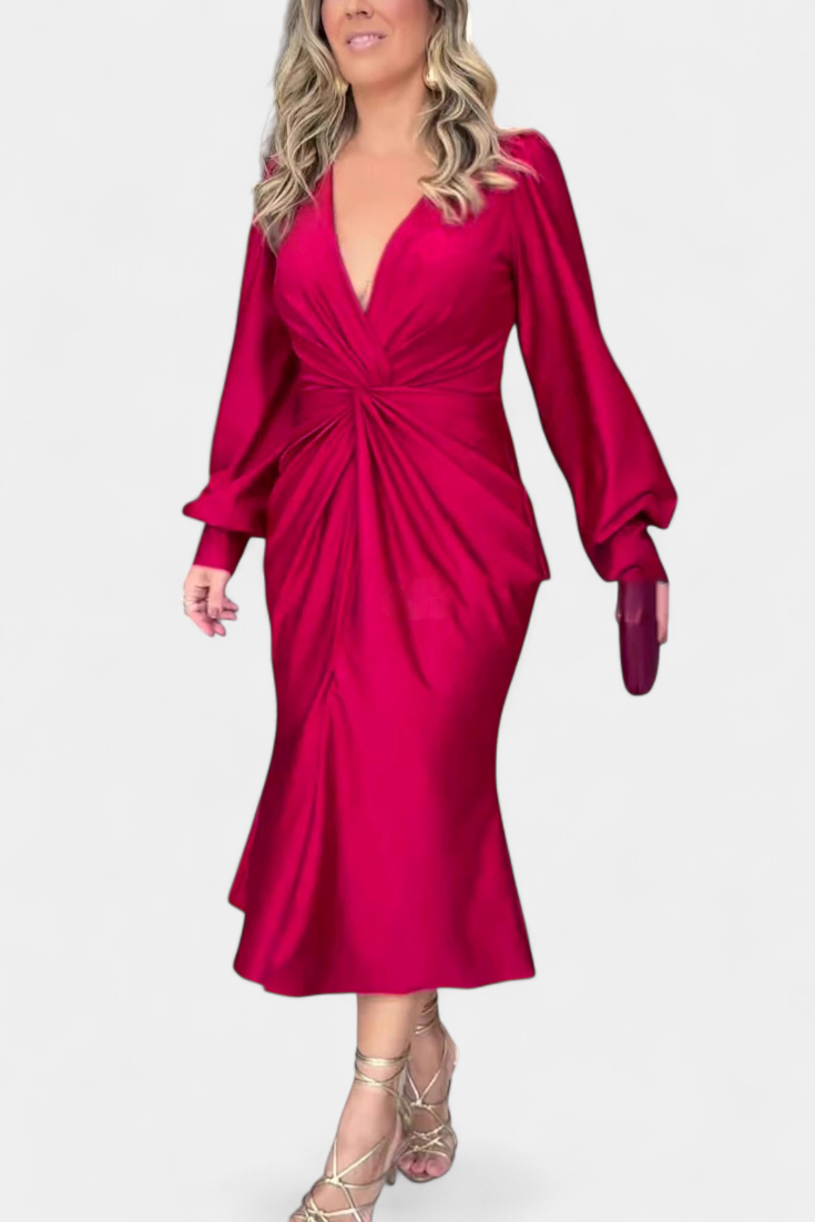 Alouette Vestido Largo Monocromático Con Cuello V Exclusivo
