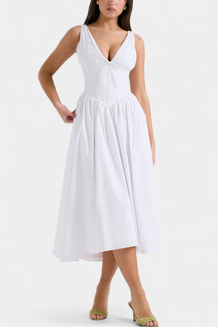 Margie Vestido Midi Estampado Floral Romántico Exclusivo