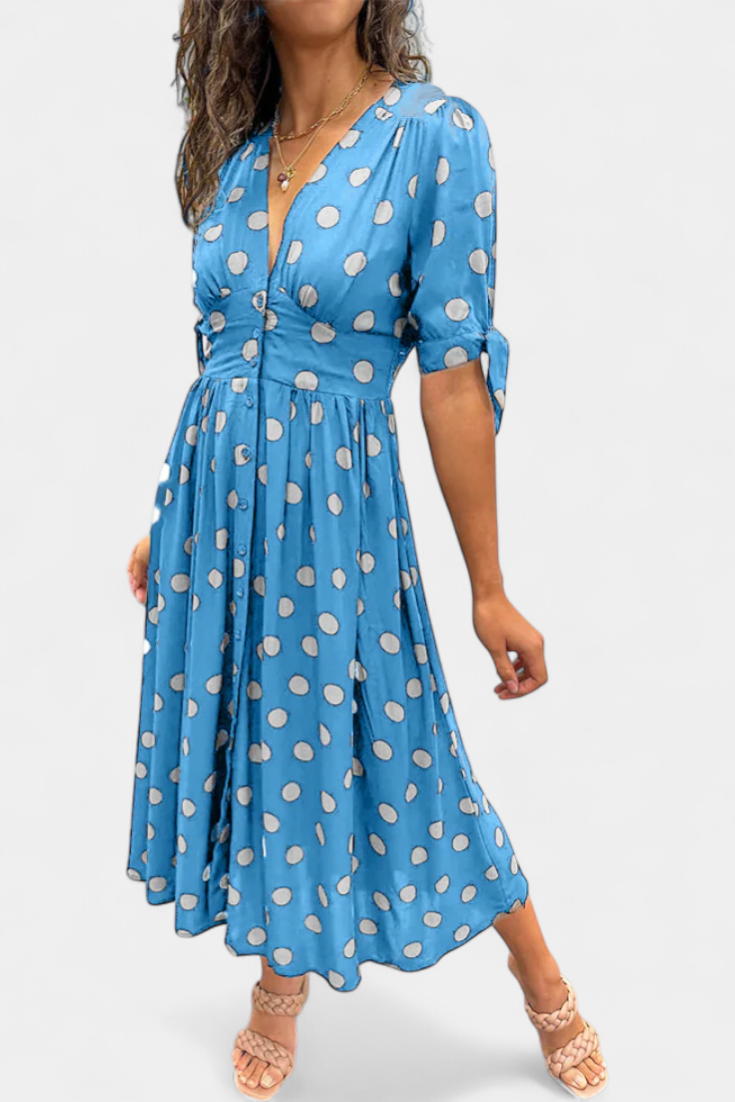 Lizzie Vestido Midi Colección Lunares Exclusiva Elegante