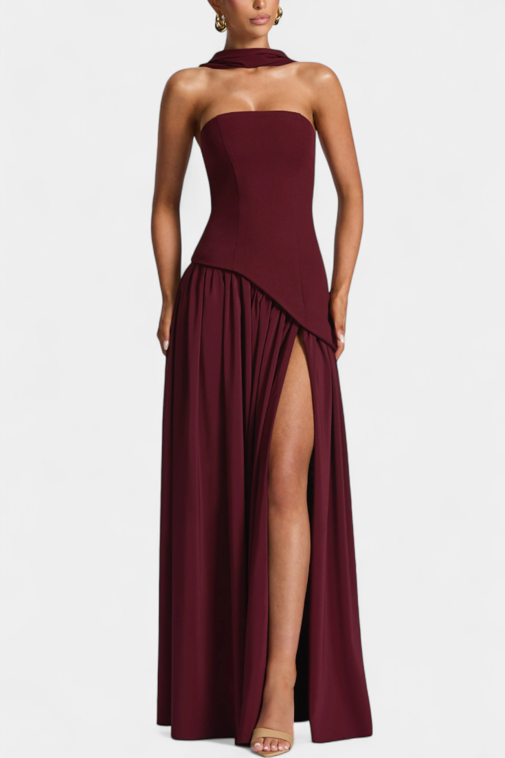 Celaena Vestido Maxi Off Shoulder Chiffon Colección Privada