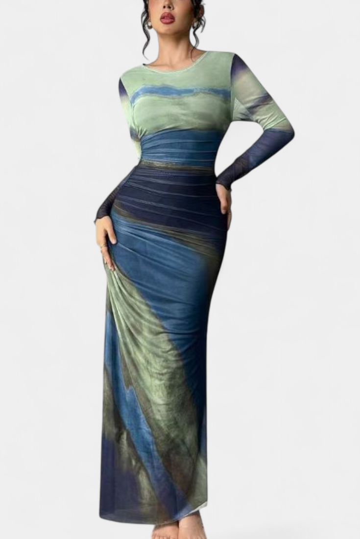 Galene Vestido Midi Ajustado Con Capa Colección Couture
