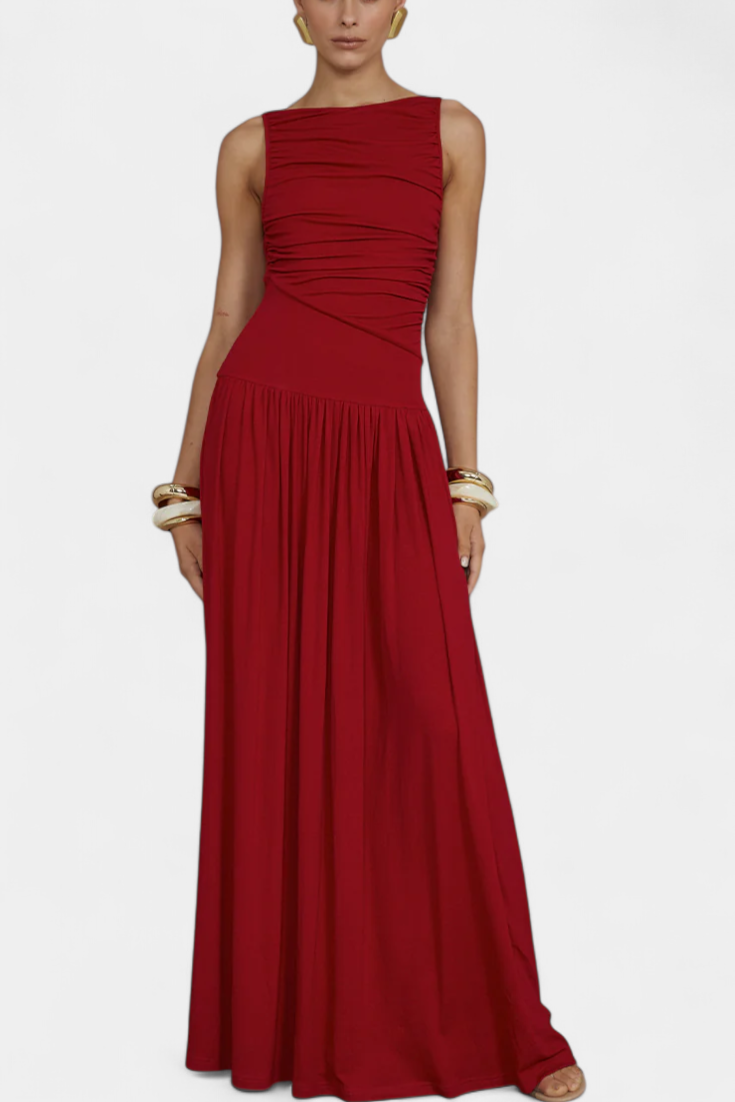 Maddy Vestido Maxi Sin Mangas Drapeado Lateral Exclusivo
