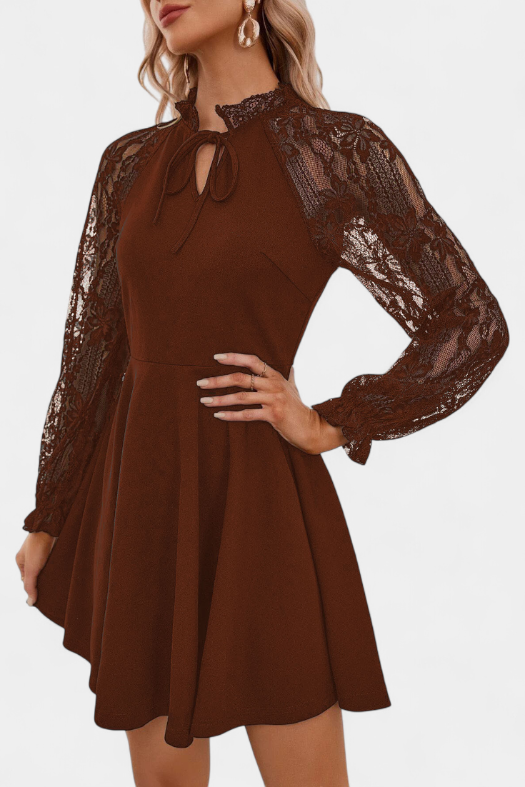 Jasella Vestido Mini De Encaje Floral Exclusivo Y Mangas