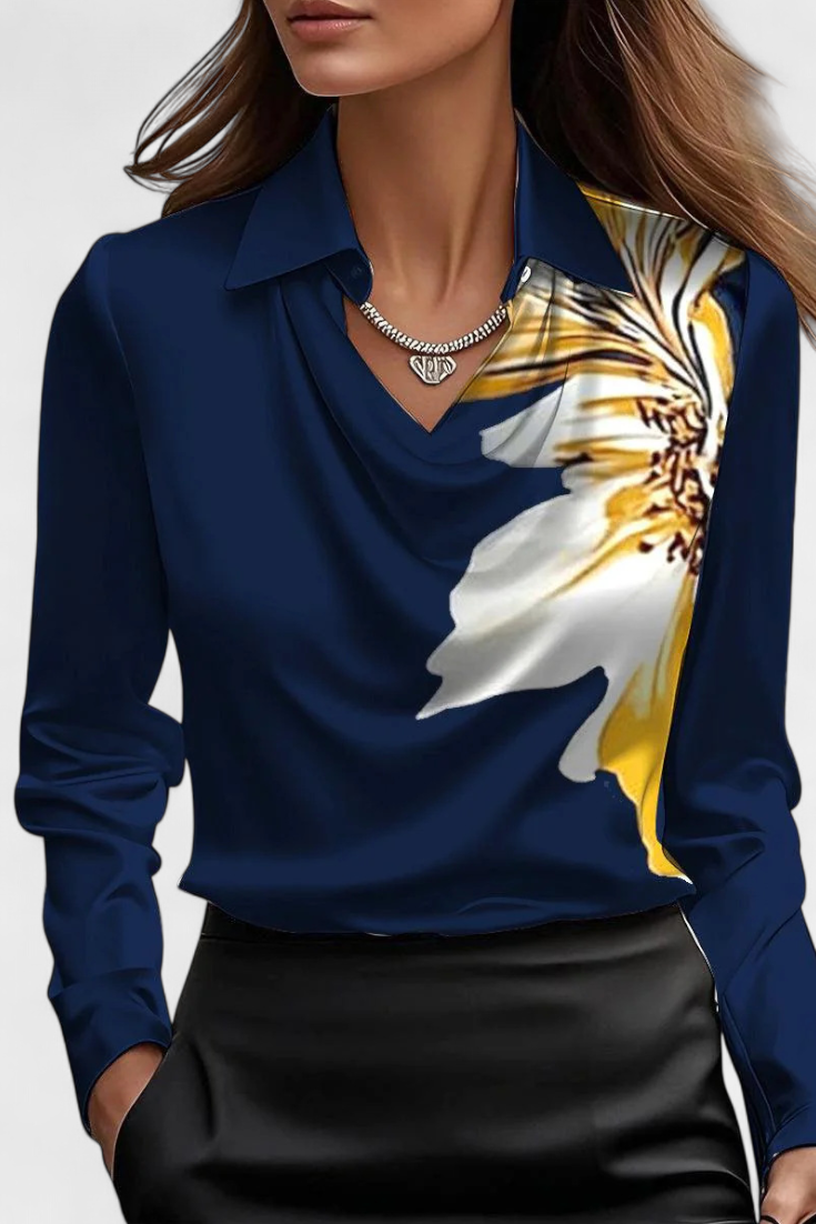 Dilnaz Blusa Satinada Con Escote En Cascada De Lujo