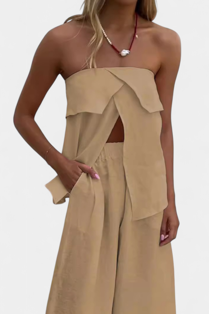 Oriana Conjunto Strapless Colección Exclusivo Falda Abierta