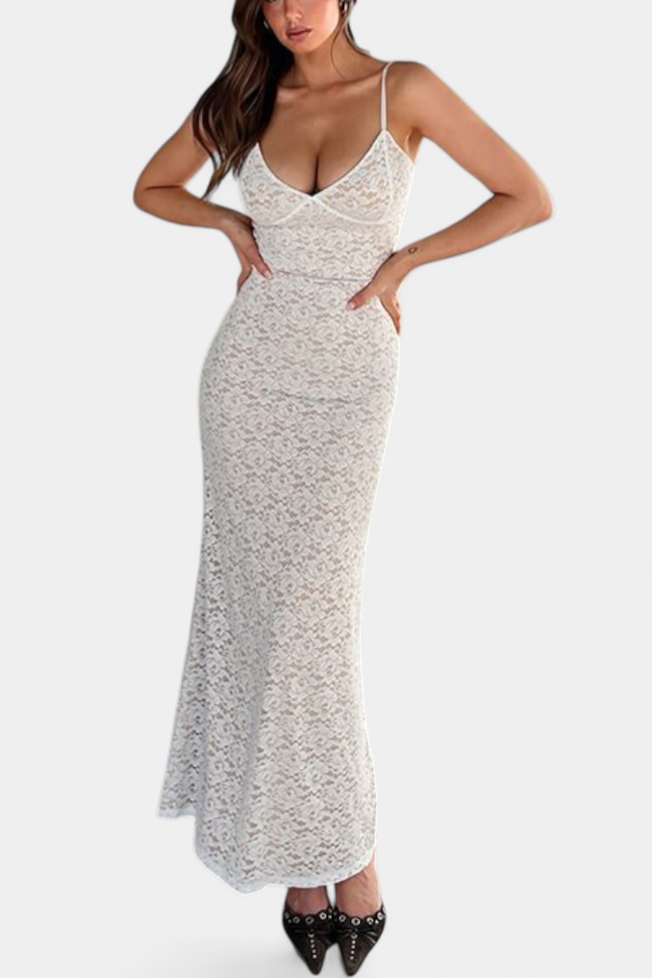 Lunara Vestido De Encaje Espalda Descubierta Exclusiva