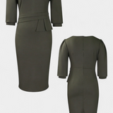 Reanna Vestido Midi Ajustado Con Mangas Abullonadas Luxe