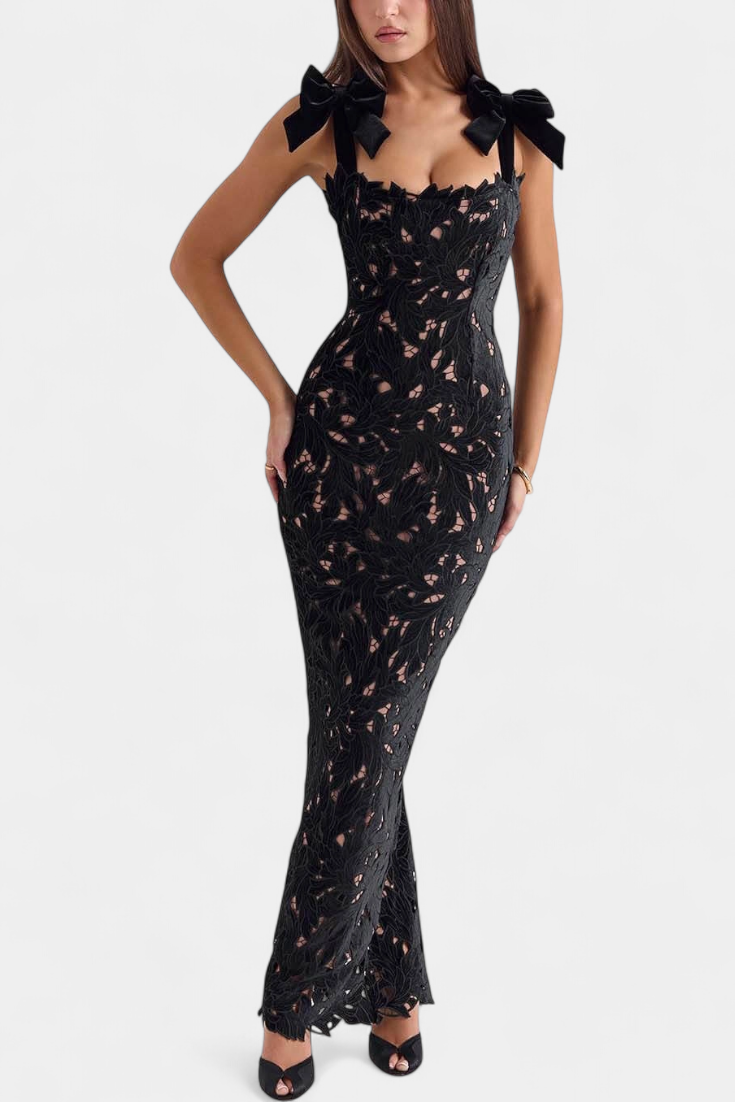 Vasanta Vestido Largo Festivo Seda Con Tirantes Lazo Privada
