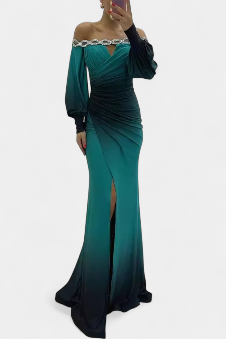 Julitta Vestido Maxi Ombre Hombros Descubiertos Exclusivo