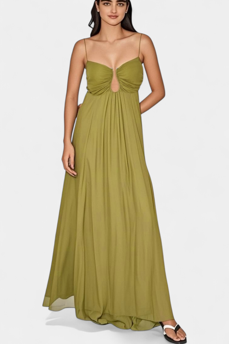 Elettra Vestido Maxi Tirantes Finos Drapeado Exclusivo