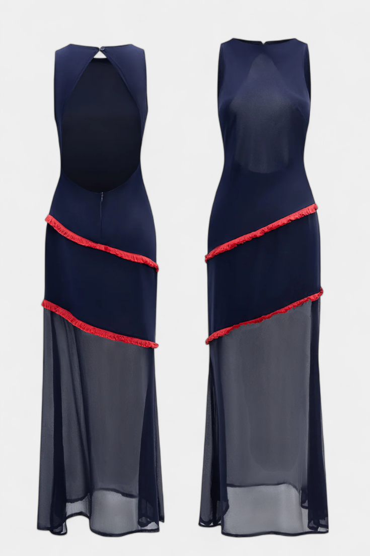 Orfila Vestido Midi Bodycon Con Gasa Y Flecos Exclusiva