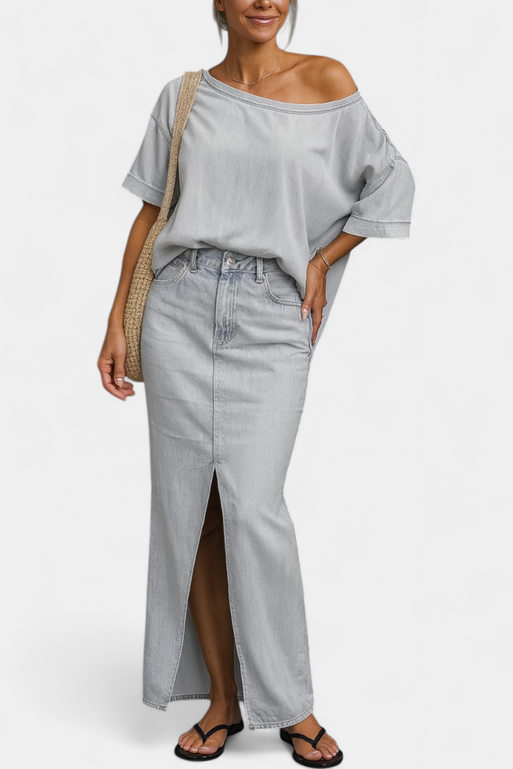 Apolonia Conjunto Vaquero Asimétrico Denim Exclusivo