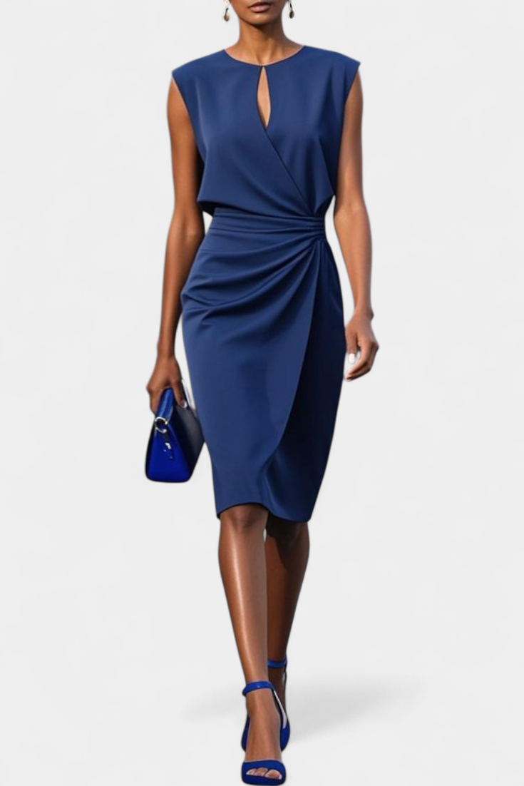 Mona Vestido Midi de Manga Larga Cuello Redondo Exclusiva