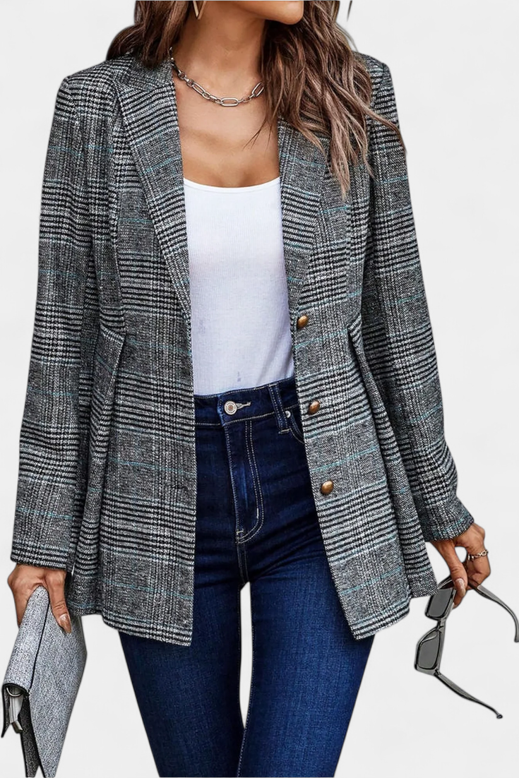 Calico Blazer Peplum Cuadros Colección Exclusiva Urbana