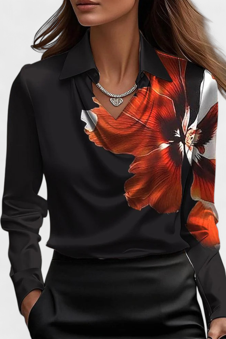 Dilnaz Blusa Satinada Con Escote En Cascada De Lujo