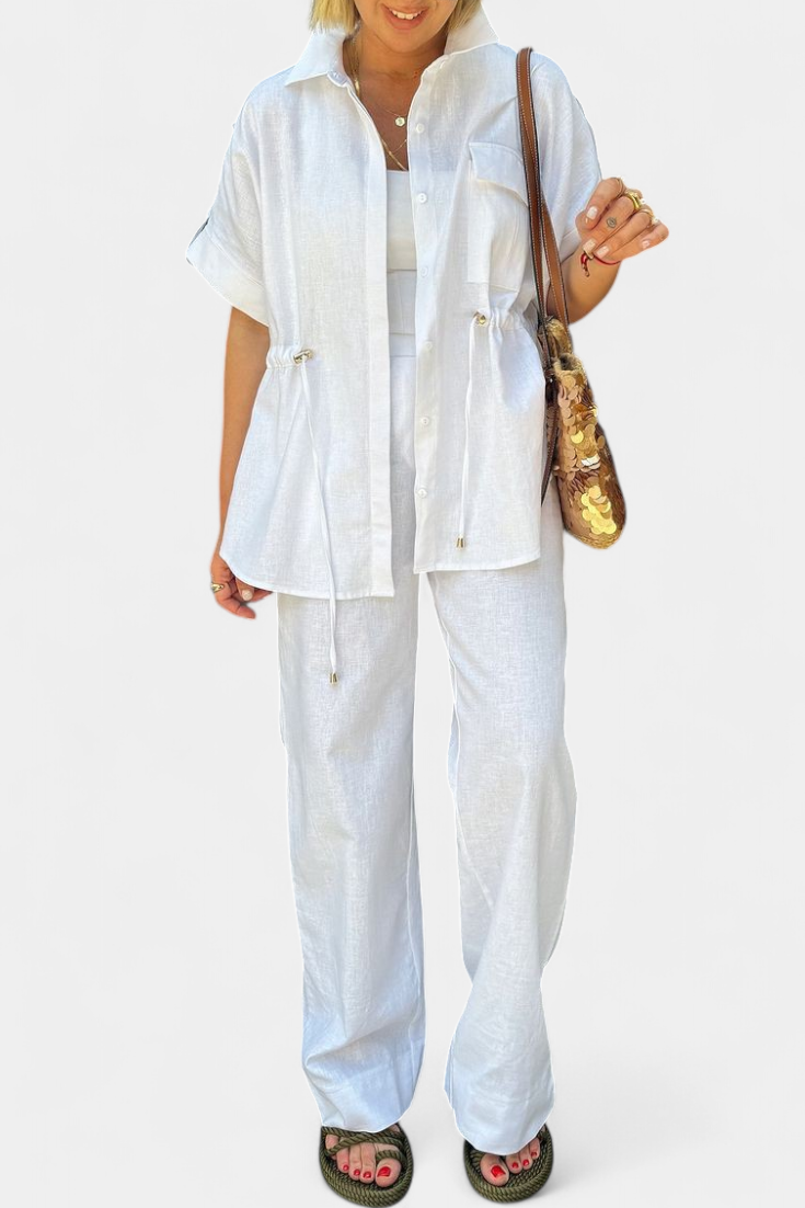 Lani Conjunto Camisa Pantalones Algodón y Lino Exclusivo