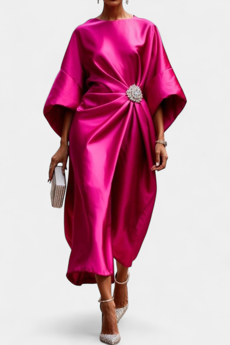 Ubelia Vestido Largo Satén Brillo Luxe Colección Exclusiva