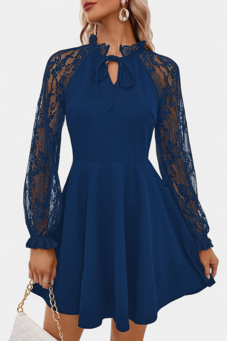Jasella Vestido Mini De Encaje Floral Exclusivo Y Mangas