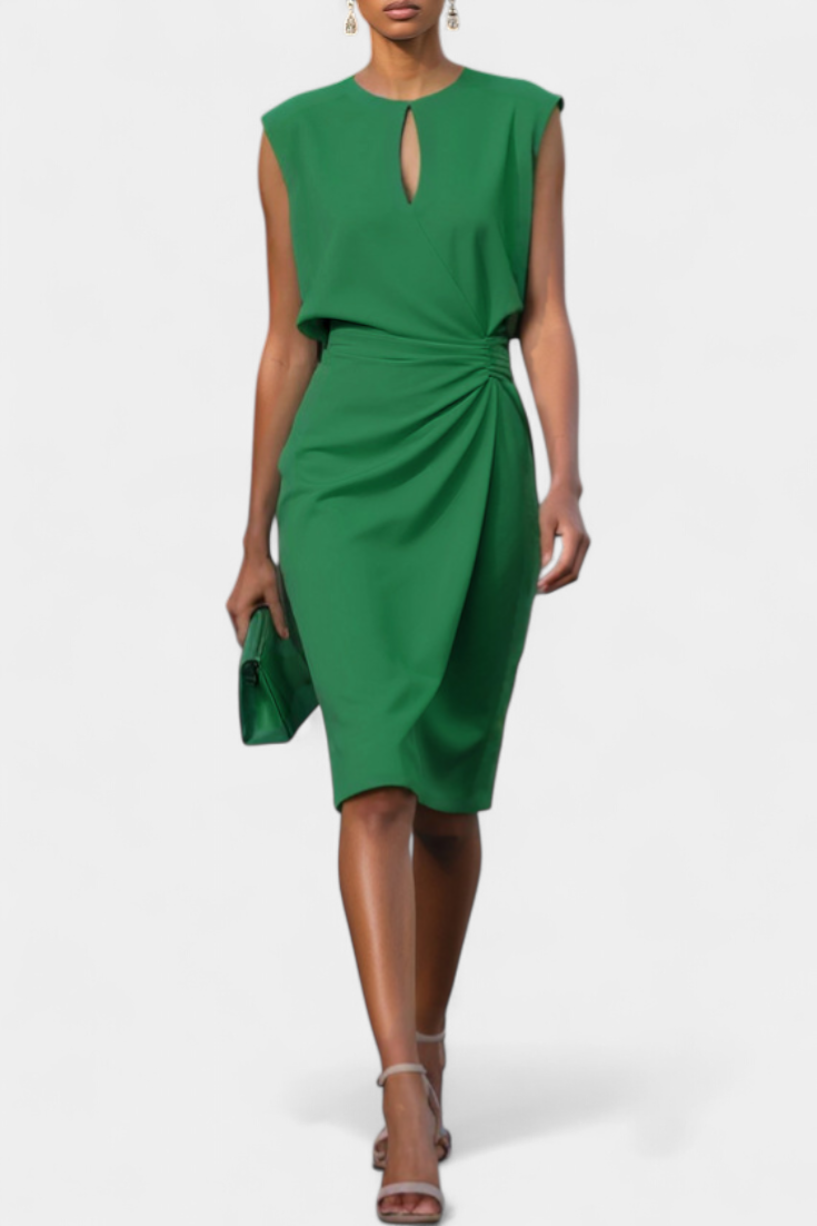 Mona Vestido Midi de Manga Larga Cuello Redondo Exclusiva