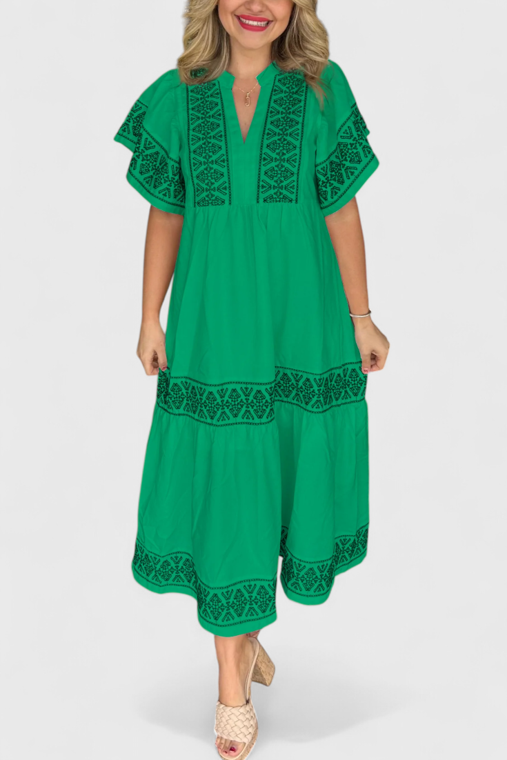 Allona Vestido Maxi Boho Colección Exclusiva Escote V