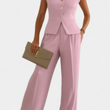 Paloma Seda Conjunto Blusa Sin Mangas Pantalón Exclusivo