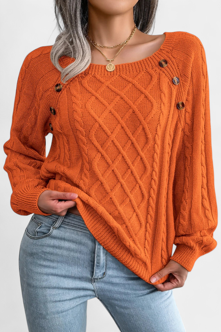 Fien Suéter de Punto Cuello Cuadrado Colección Exclusiva