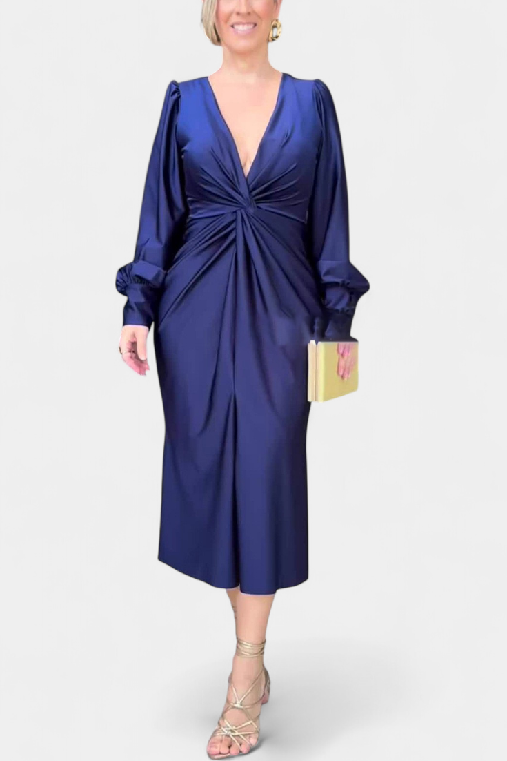 Alouette Vestido Largo Monocromático Con Cuello V Exclusivo
