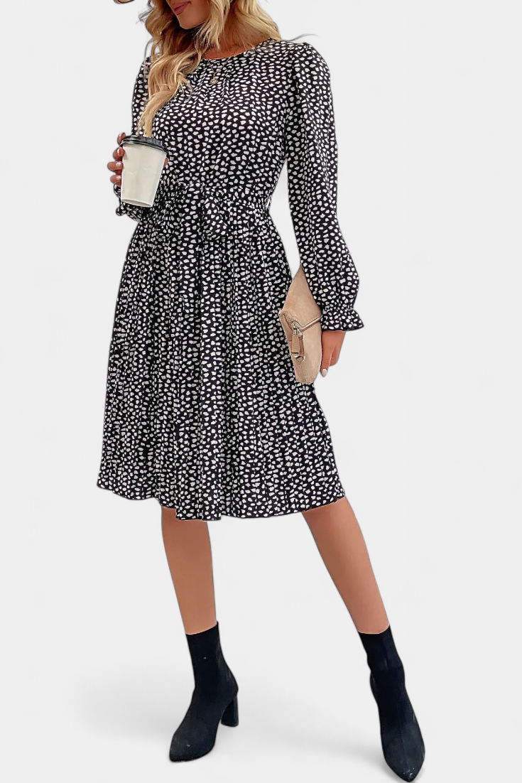Evabeth Vestido Midi Plisado Leopardo Edicion Limitada