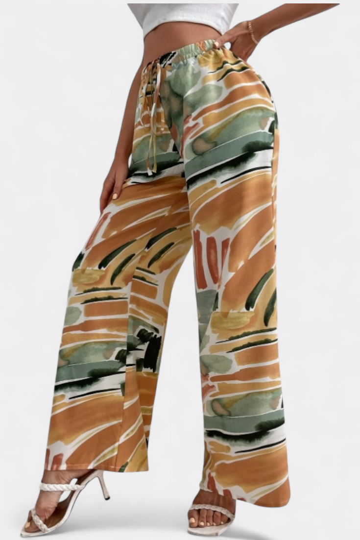 Senda Pantalón Pierna Ancha Estampado Abstracto Colección