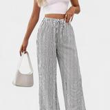Sabina Pantalón Recto Rayado Cintura Ajustable Exclusivo