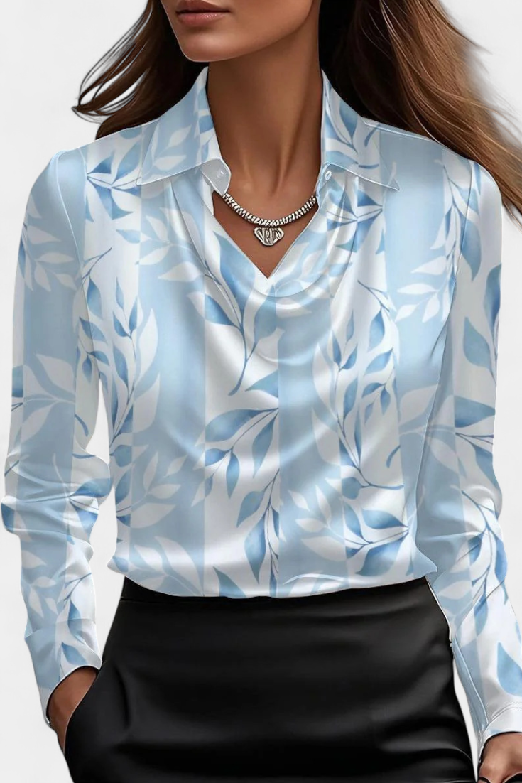 Dilnaz Blusa Satinada Con Escote En Cascada De Lujo