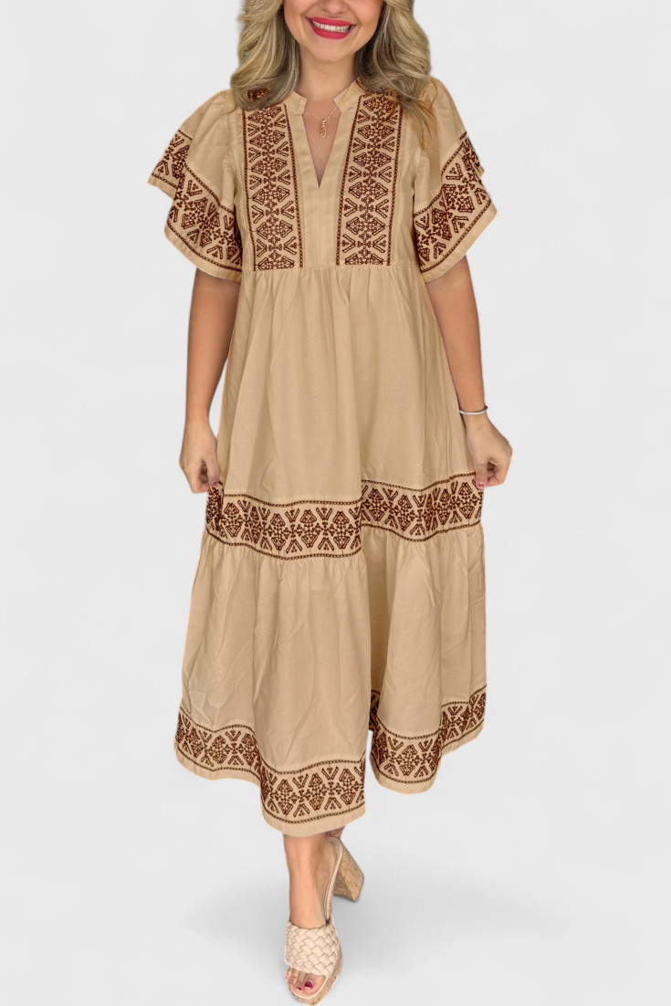 Allona Vestido Maxi Boho Colección Exclusiva Escote V