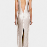 Jianna Vestido Halter con Flecos Metálicos Dorados Exclusivo