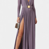 Raisa Vestido Largo Plisado Escote Profundo Exclusivo