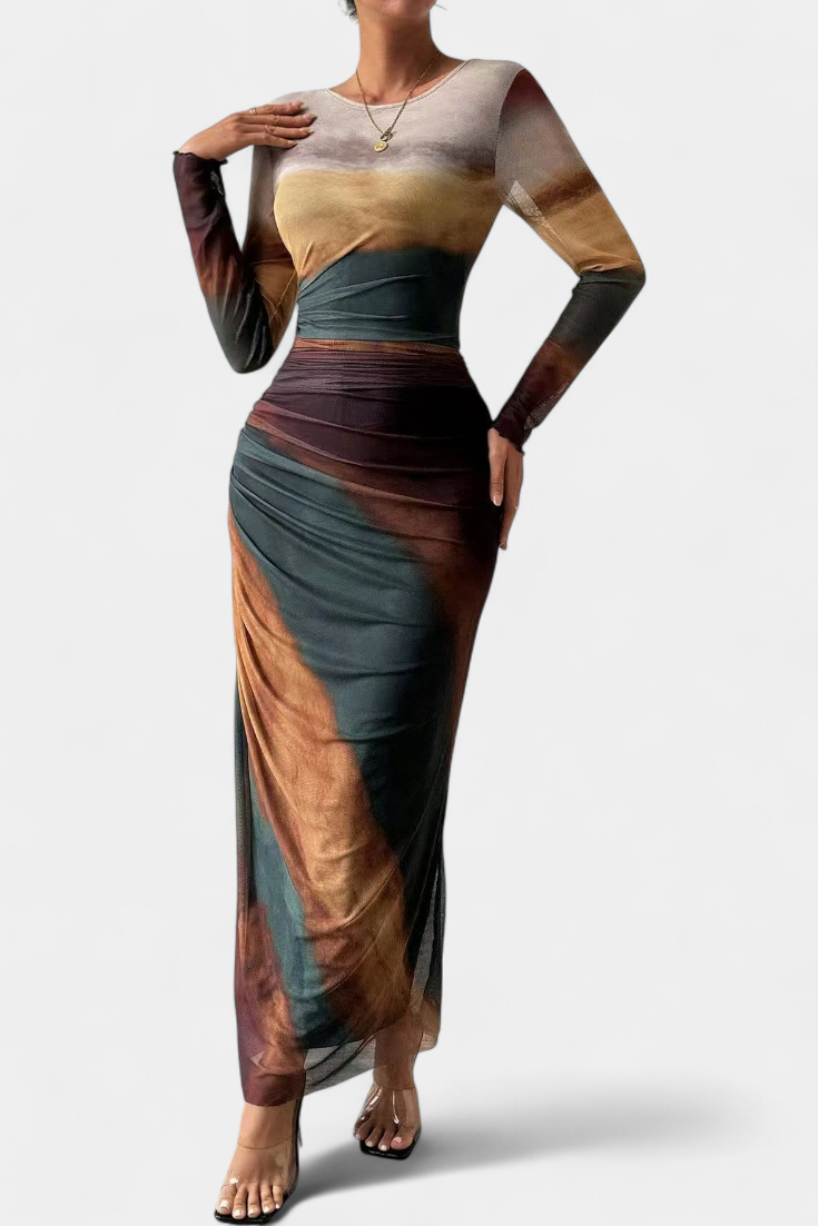 Galene Vestido Midi Ajustado Con Capa Colección Couture
