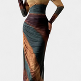 Galene Vestido Midi Ajustado Con Capa Colección Couture