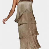 Saidey Vestido Halter Con Flecos Espalda Descubierta Edicion