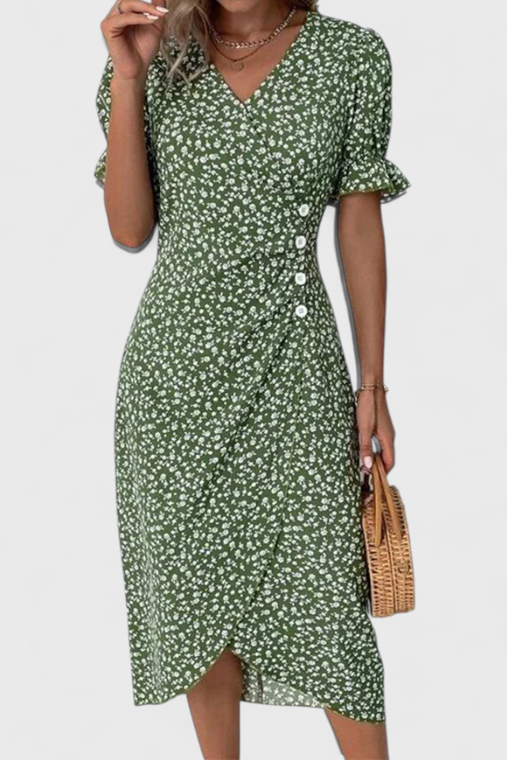 Joana Vestido Midi Floral Colección Exclusiva Escote V