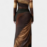 Galene Vestido Midi Ajustado Con Capa Colección Couture