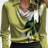 Dilnaz Blusa Satinada Con Escote En Cascada De Lujo