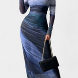 Galene Vestido Midi Ajustado Con Capa Colección Couture