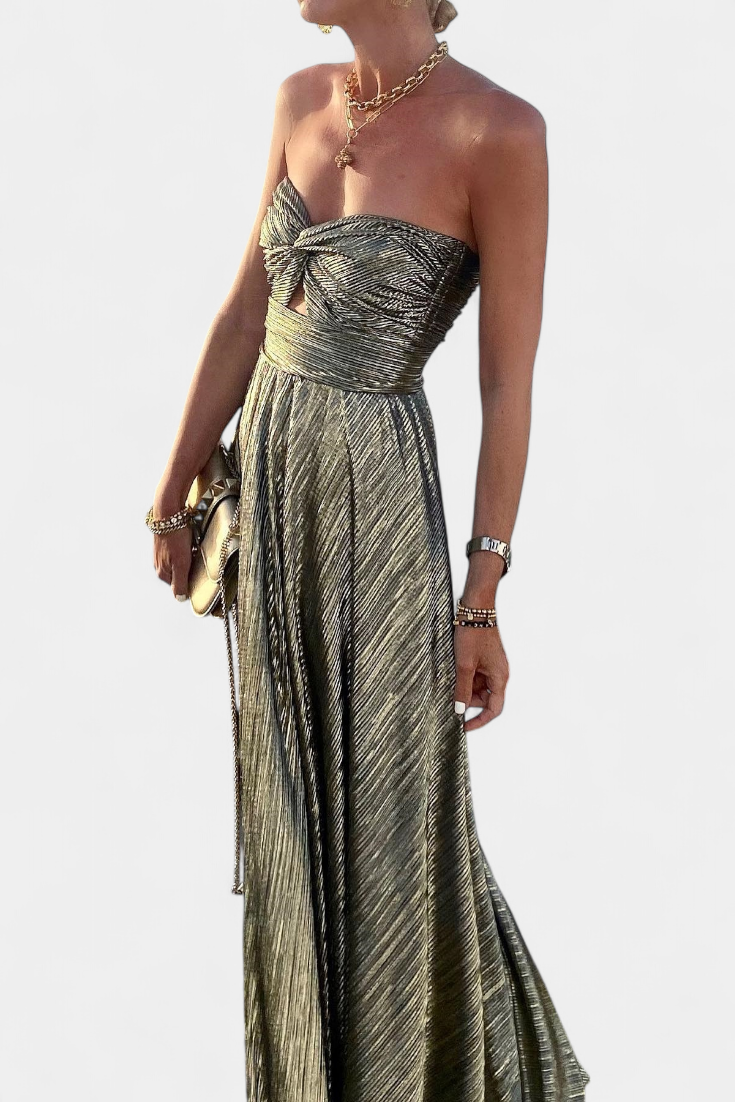 Onelia Vestido Sin Tirantes Metalizado Iridiscente Unico
