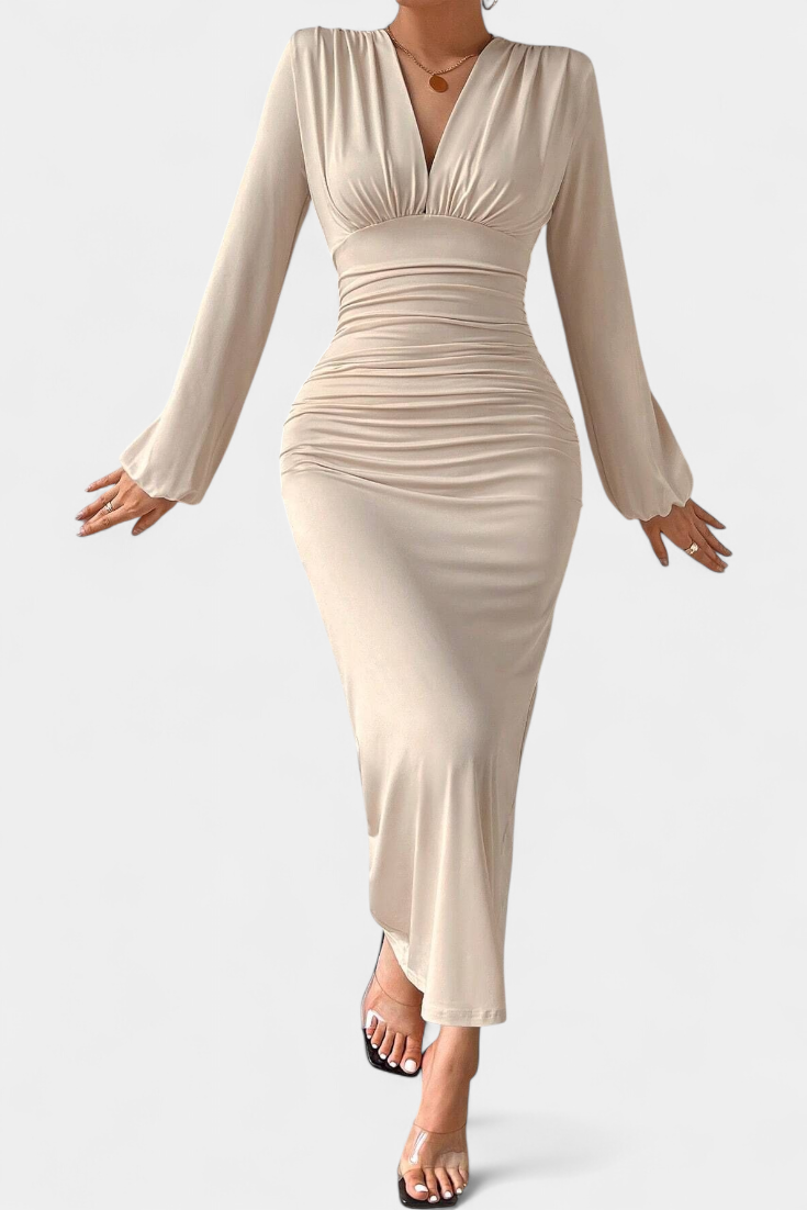 Ashlyn Vestido Largo Degradado Exclusivo Con Cuello En V
