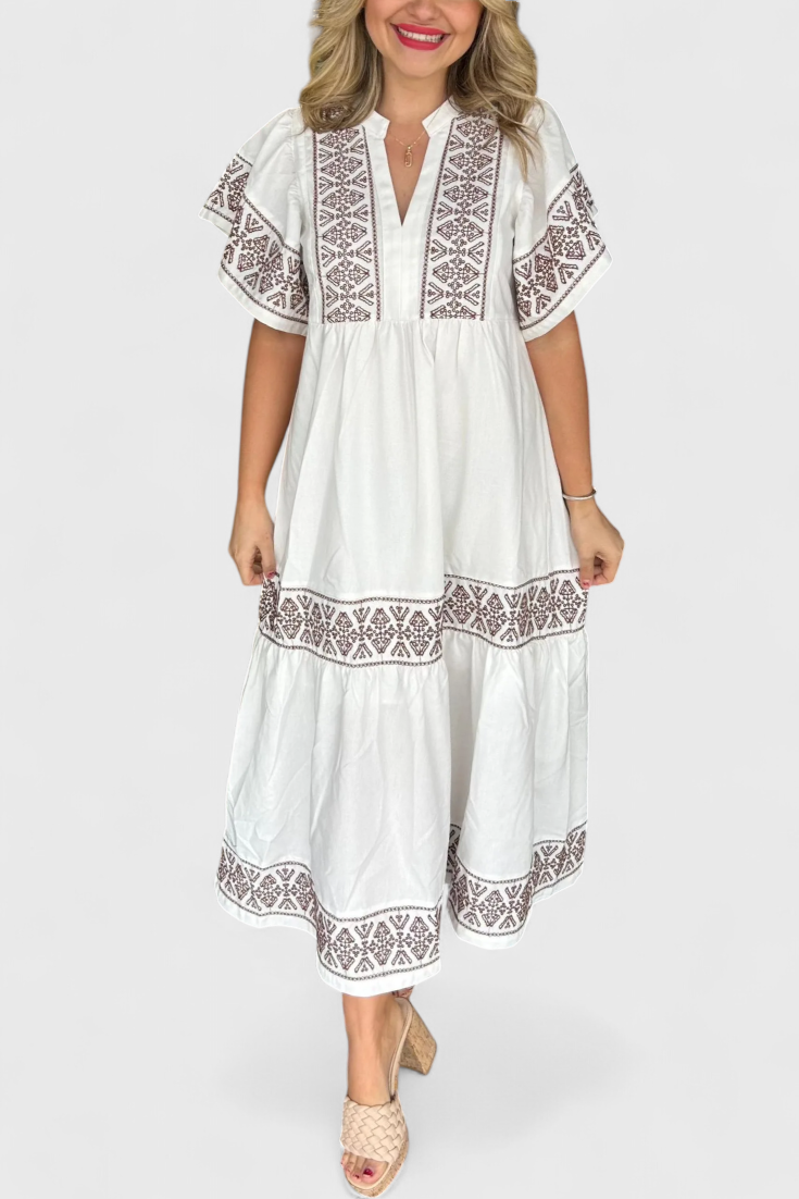 Allona Vestido Maxi Boho Colección Exclusiva Escote V