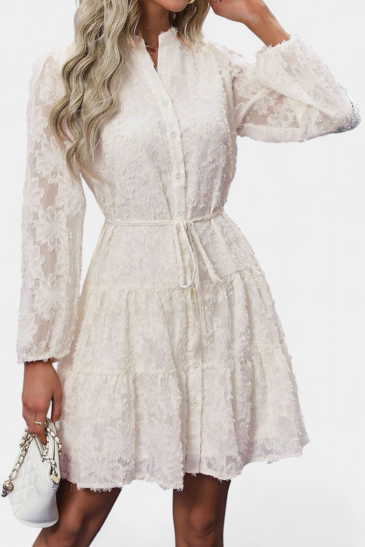 Soreia Vestido Camisero Botones Manga Texturizada Exclusivo