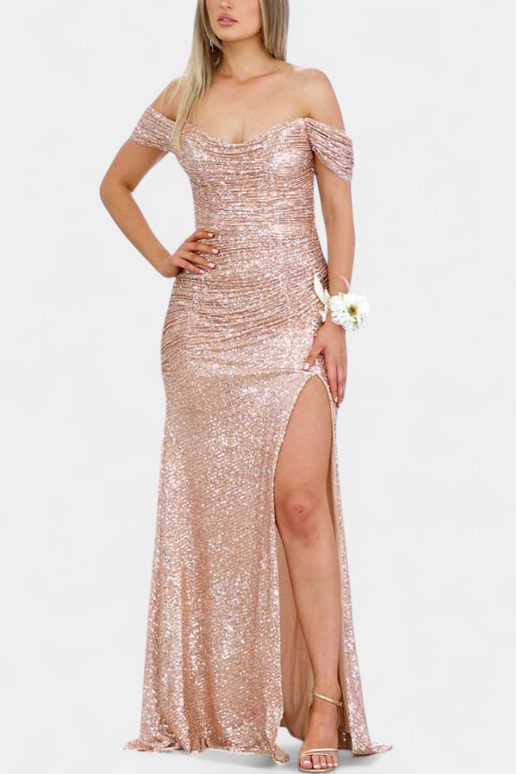 Molinas Vestido de Sirena Off Shoulder Lentejuelas Limitada