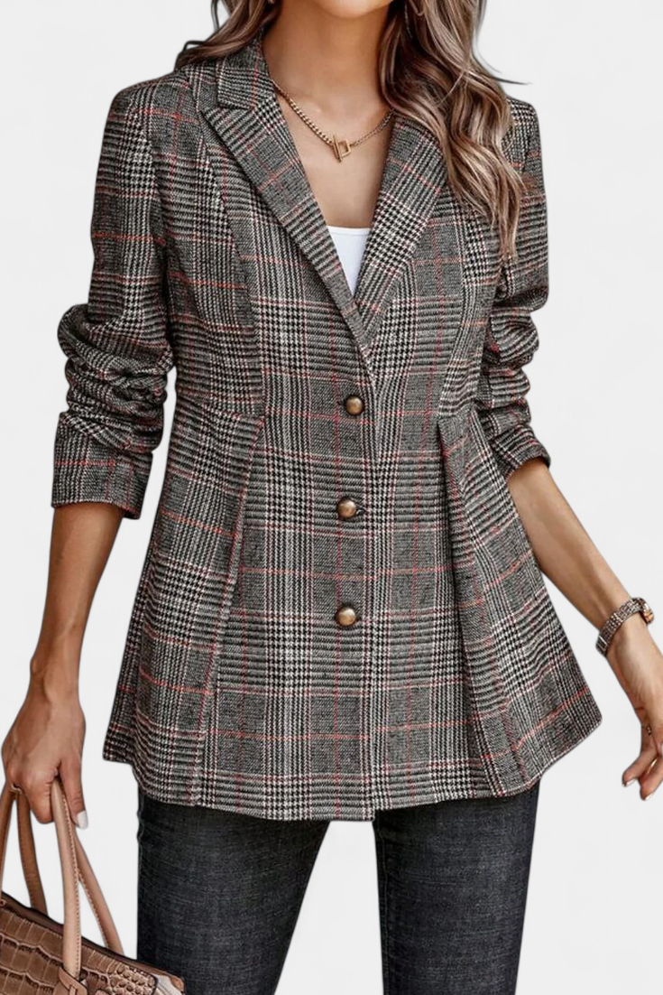 Calico Blazer Peplum Cuadros Colección Exclusiva Urbana