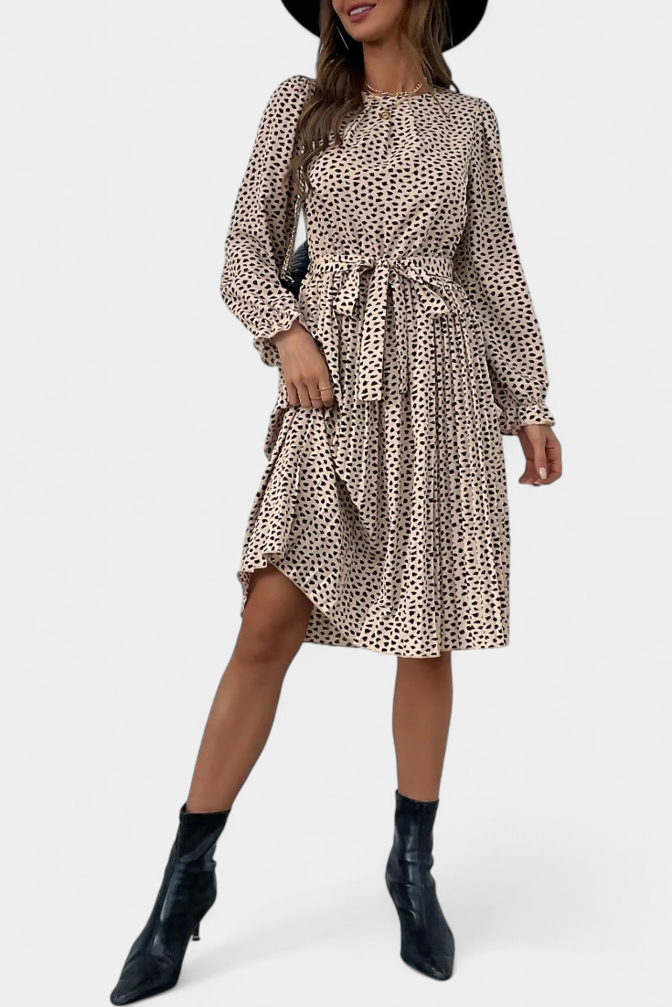 Evabeth Vestido Midi Plisado Leopardo Edicion Limitada